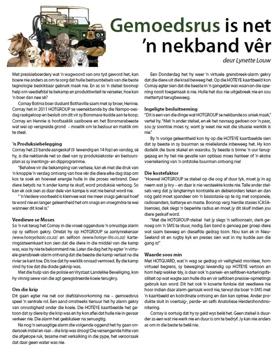 Vintage Landbouweekblad advert: Gemoedsrus is net 'n nekband ver